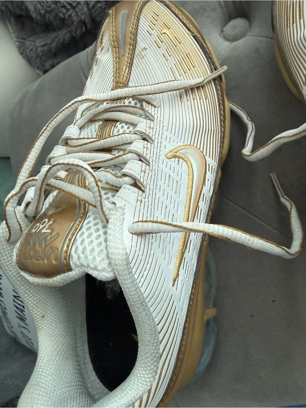 Nike Women’s White & Gold Athletic Sneakers - Picture 8 of 10